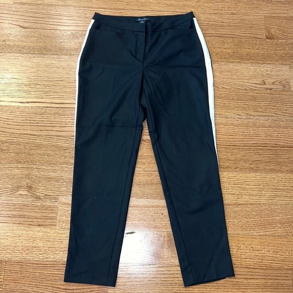Nwt KENNETH COLE BLACK PANTS WITH WHITE SIDE STRIPE SIZE US 6 UK 10 - Picture 1 of 5